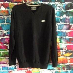 Billabong V-Neck Pullover Cotton Sweater Size Medium Black